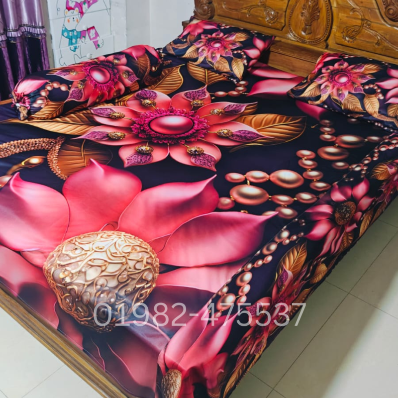 B11 Stylish 3d Bed + Pillow Cover (Premium Quality ১১০০+ গ্রাম DustProof)