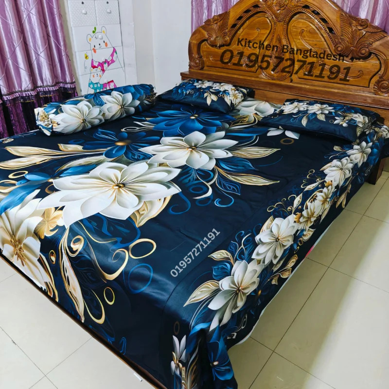 B4 Stylish 3d Bed + Pillow Cover (Premium Quality ১১০০+ গ্রাম DustProof)