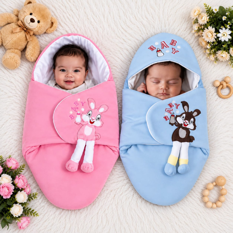 2 পিস অরিজিনাল চায়না Baby Blanket (baby pink+paste)